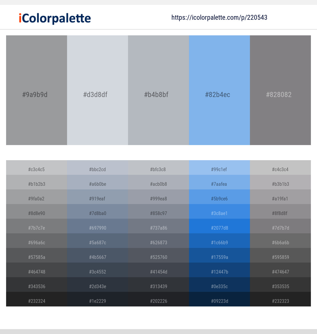 Manatee – Mischka – Bombay – Jordy Blue – Suva Gray Color scheme