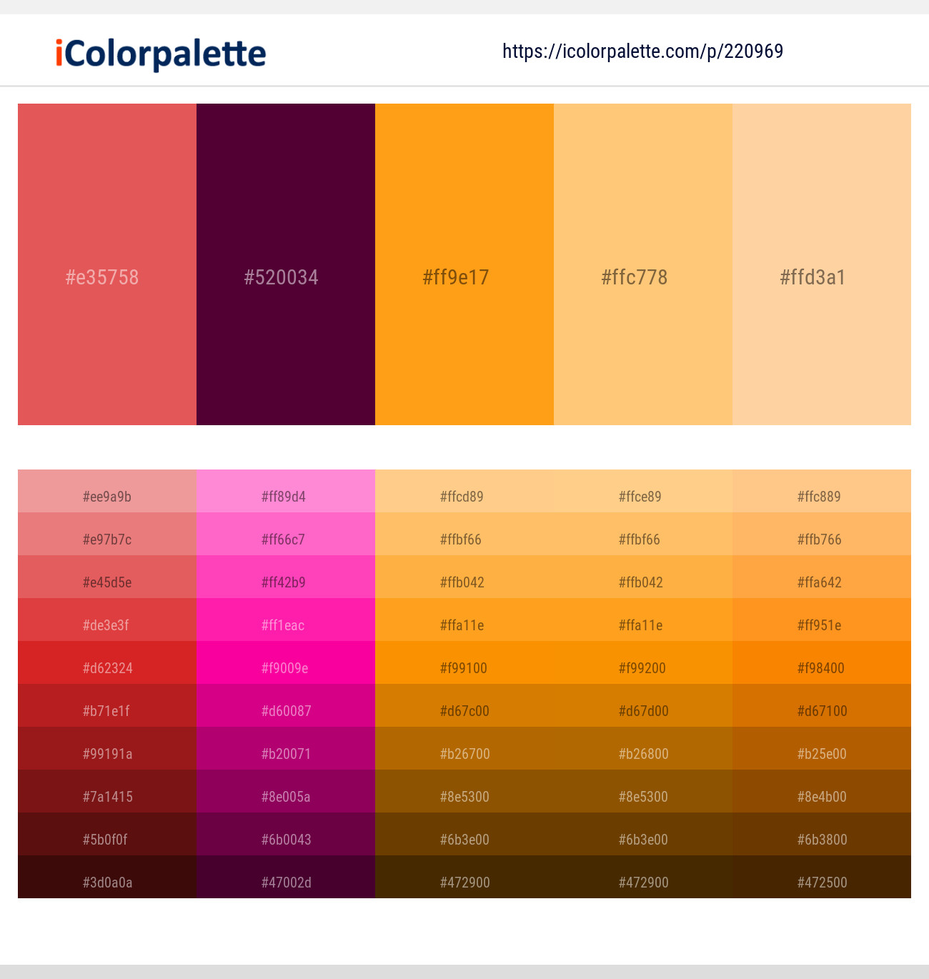 Mandy – Blackberry – Tree Poppy – Macaroni and Cheese – Flesh Color scheme