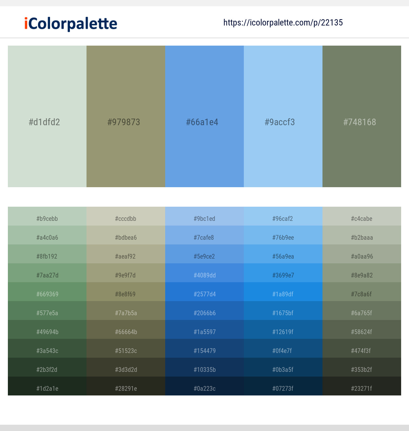 Tasman – Gurkha – Cornflower Blue – Jordy Blue – Camouflage Green Color scheme