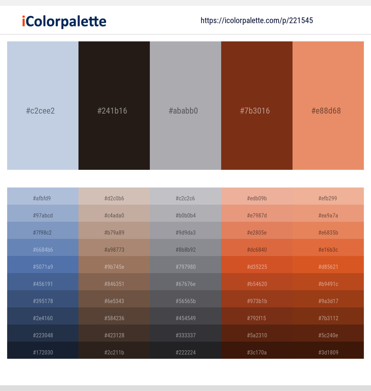 Periwinkle Gray – Zeus – Spun Pearl – Peanut – Apricot Color scheme