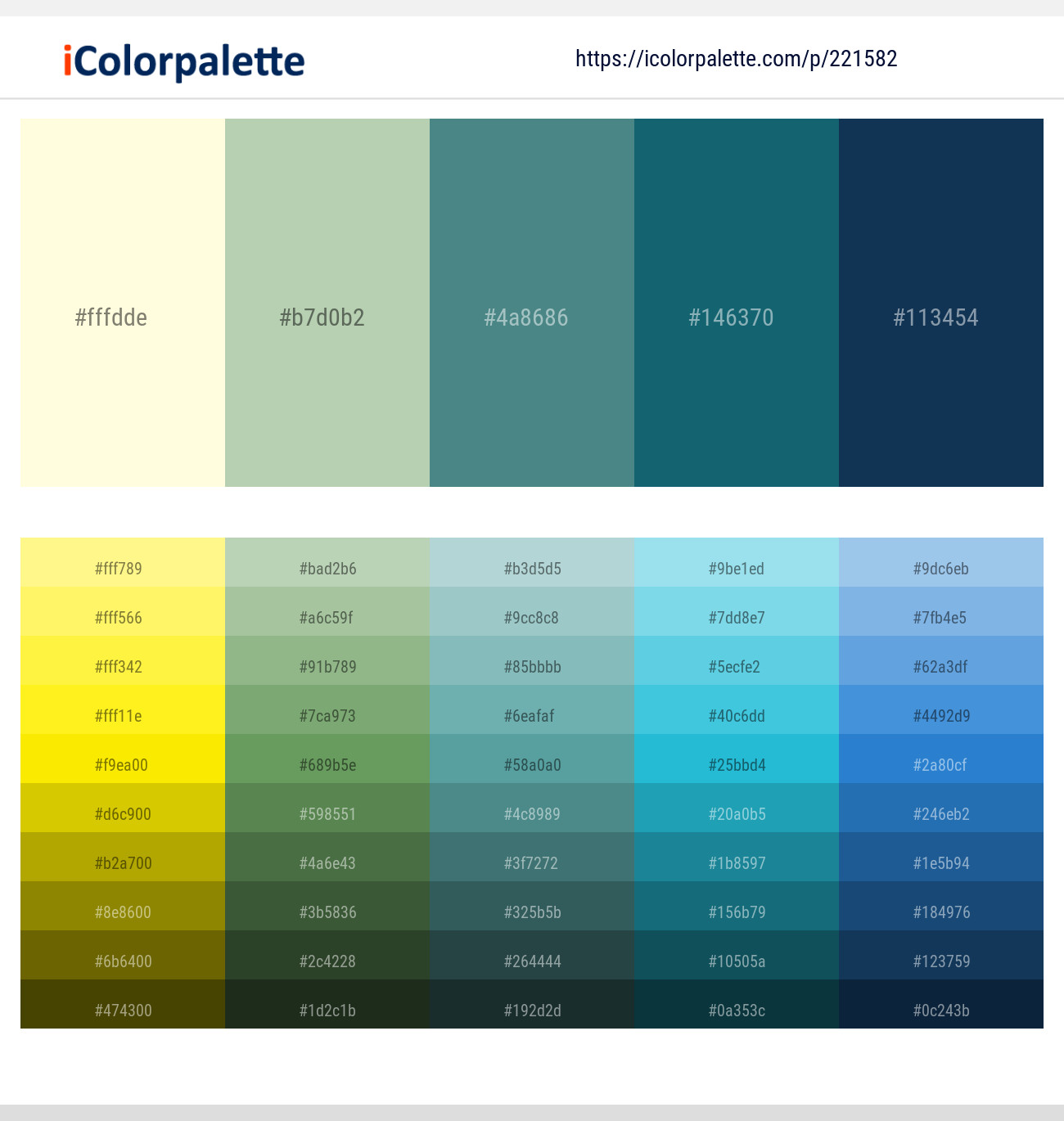 Half and Half – Pale Leaf – Smalt Blue – Genoa – Blue Zodiac Color scheme