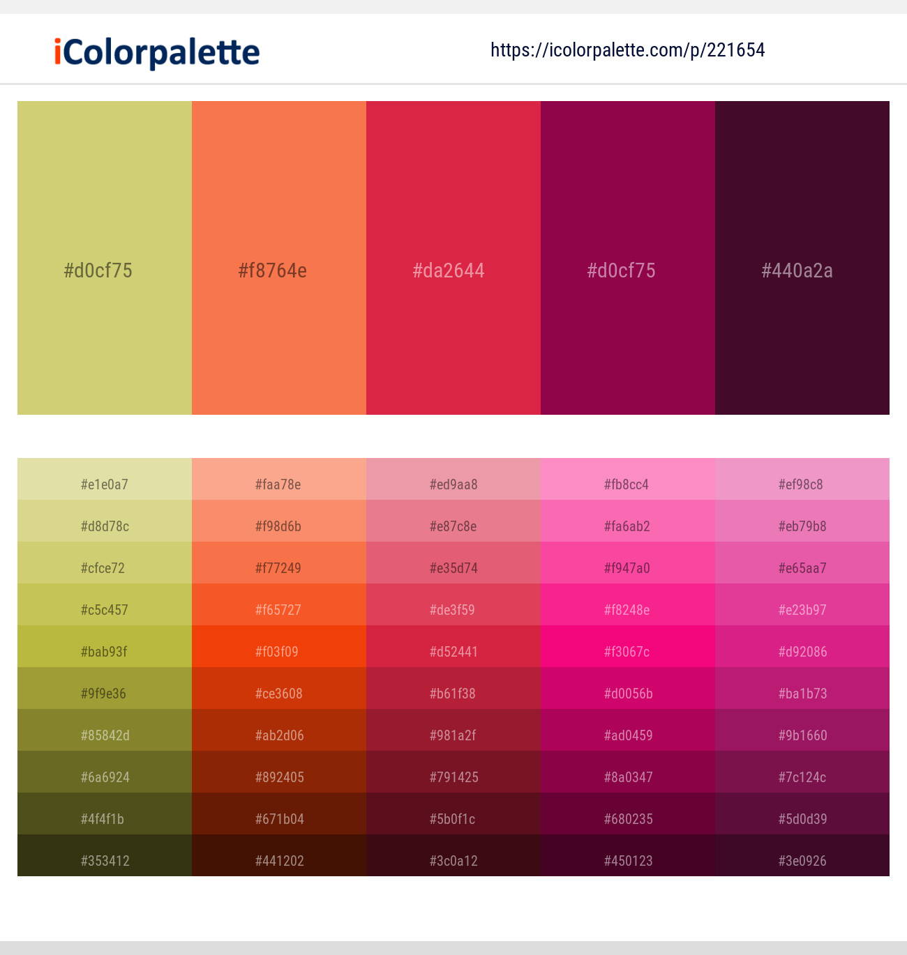 Laser – Coral – Alizarin Crimson – Cardinal Pink – Cab Sav Color scheme