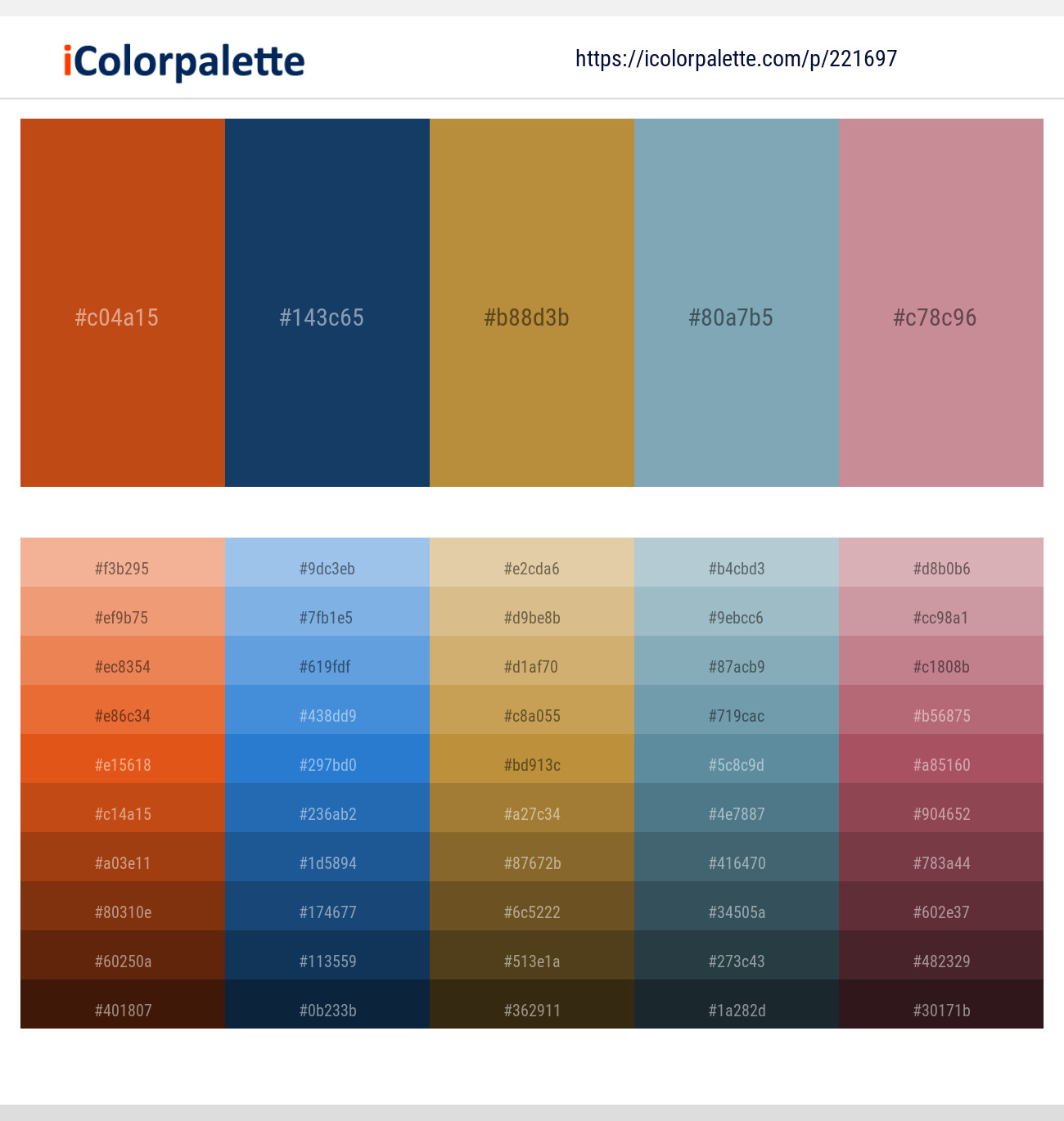 Orange Roughy – Chathams Blue – Tussock – Bali Hai – Oriental Pink Color scheme