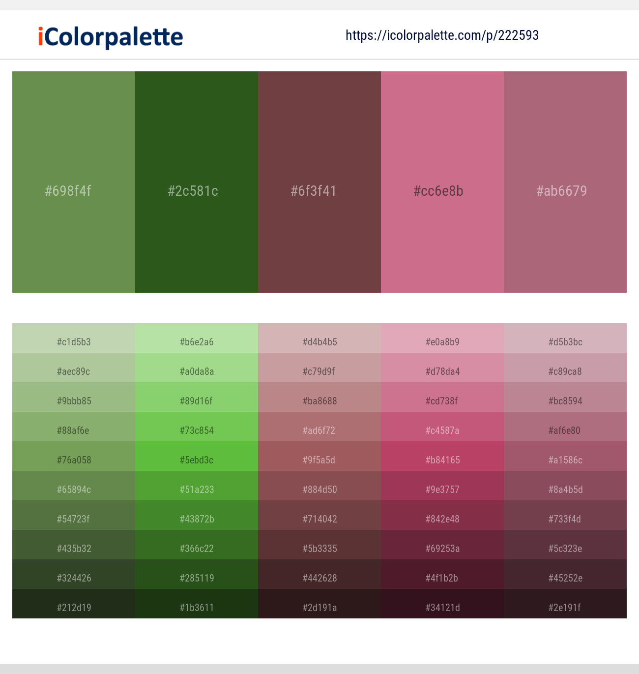 Hippie Green – Parsley – Congo Brown – Charm – Tapestry Color scheme