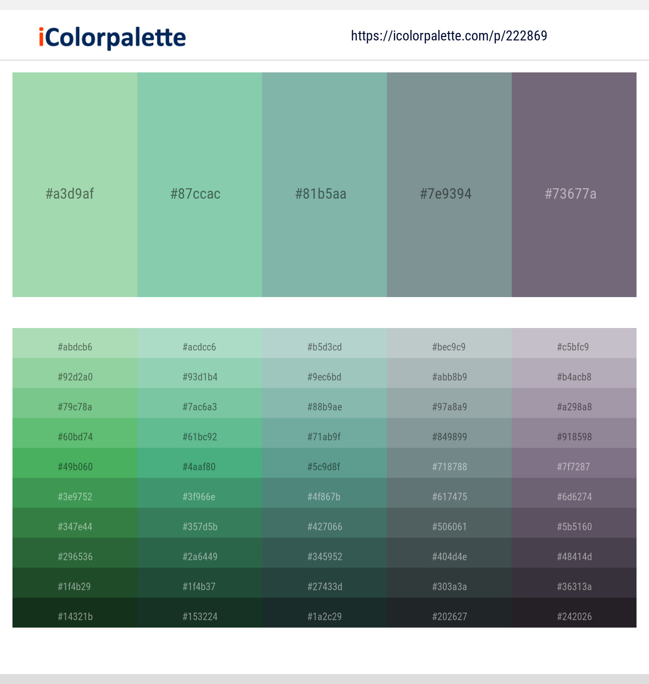 Moss Green – Vista Blue – Gulf Stream – Granny Smith – Salt Box Color scheme