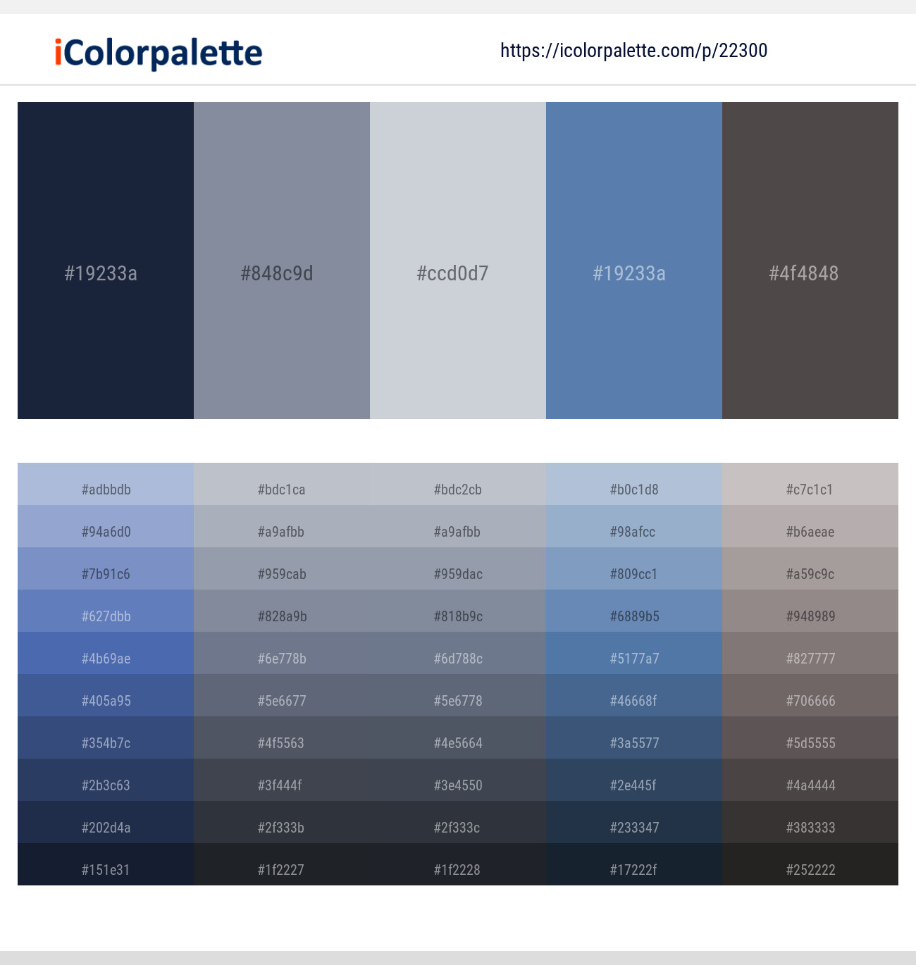 Big Stone – Regent Gray – Ghost – Wedgewood – Emperor Color scheme