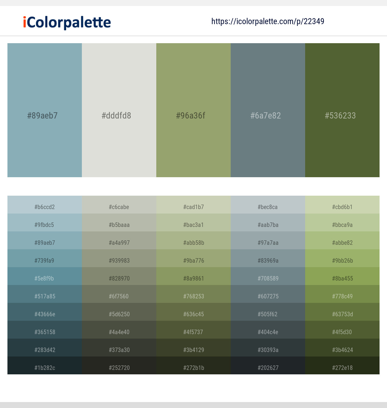 Gulf Stream – Quill Gray – Green Smoke – Sirocco – Verdigris Color scheme