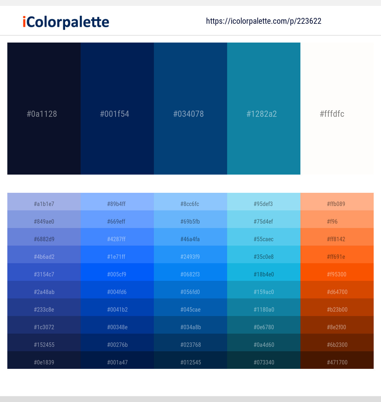 Color Palette With Five Shade Haiti Prussian Blue Regal Blue Blue Chill  Bianca