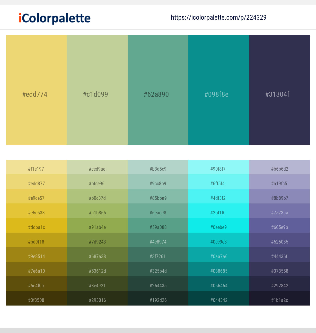 Golden Sand – Pine Glade – Breaker Bay – Blue Chill – Martinique Color scheme