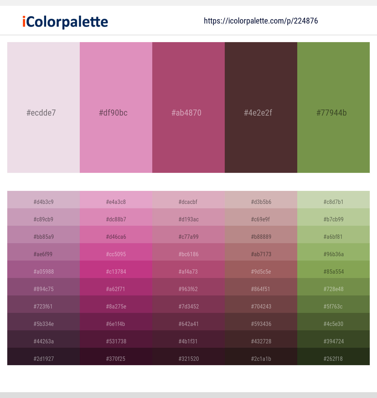 Prim – Shocking – Cadillac – Congo Brown – Asparagus Color scheme