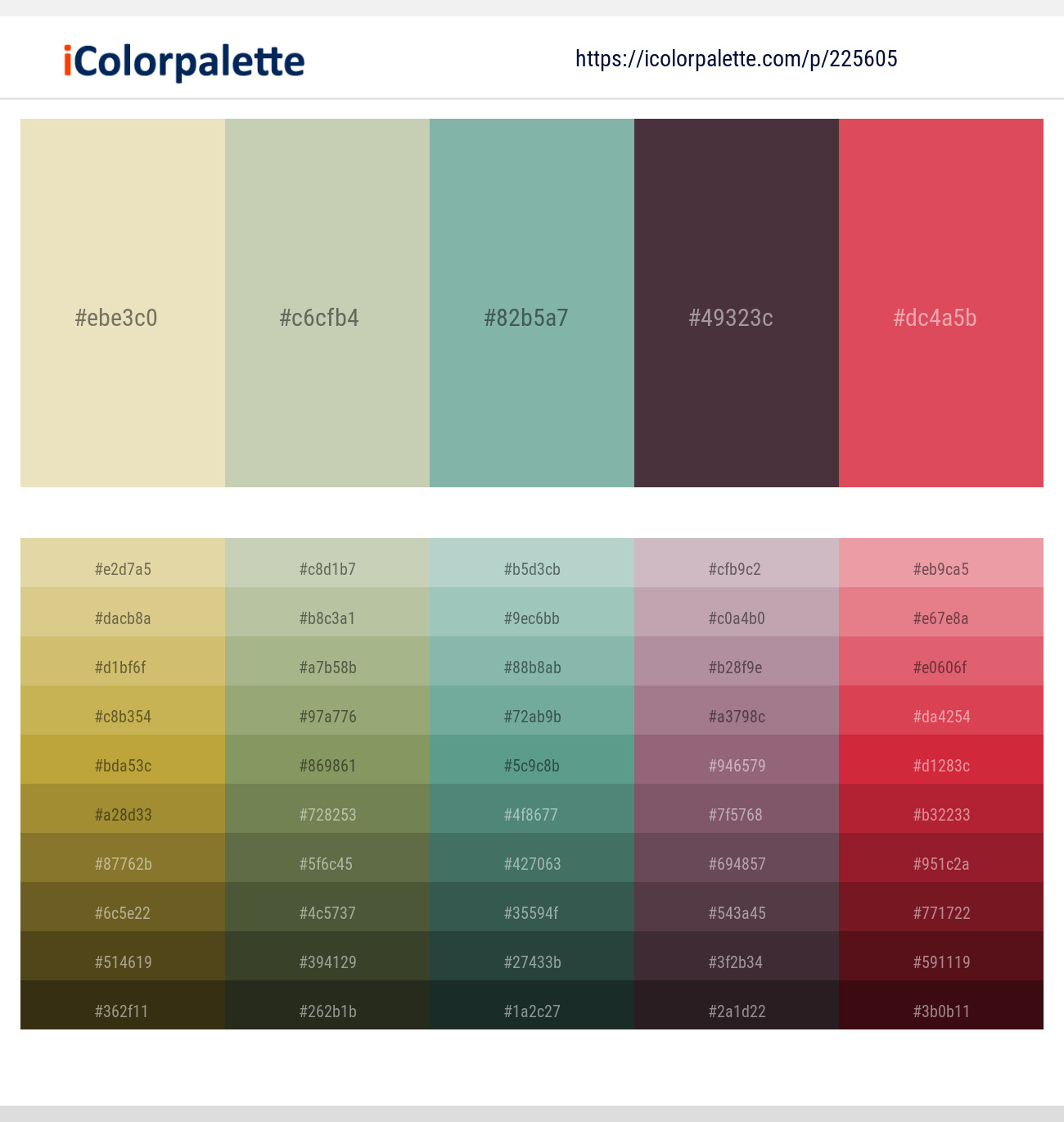 Fall Green – Coriander – Acapulco – Matterhorn – Mandy Color scheme
