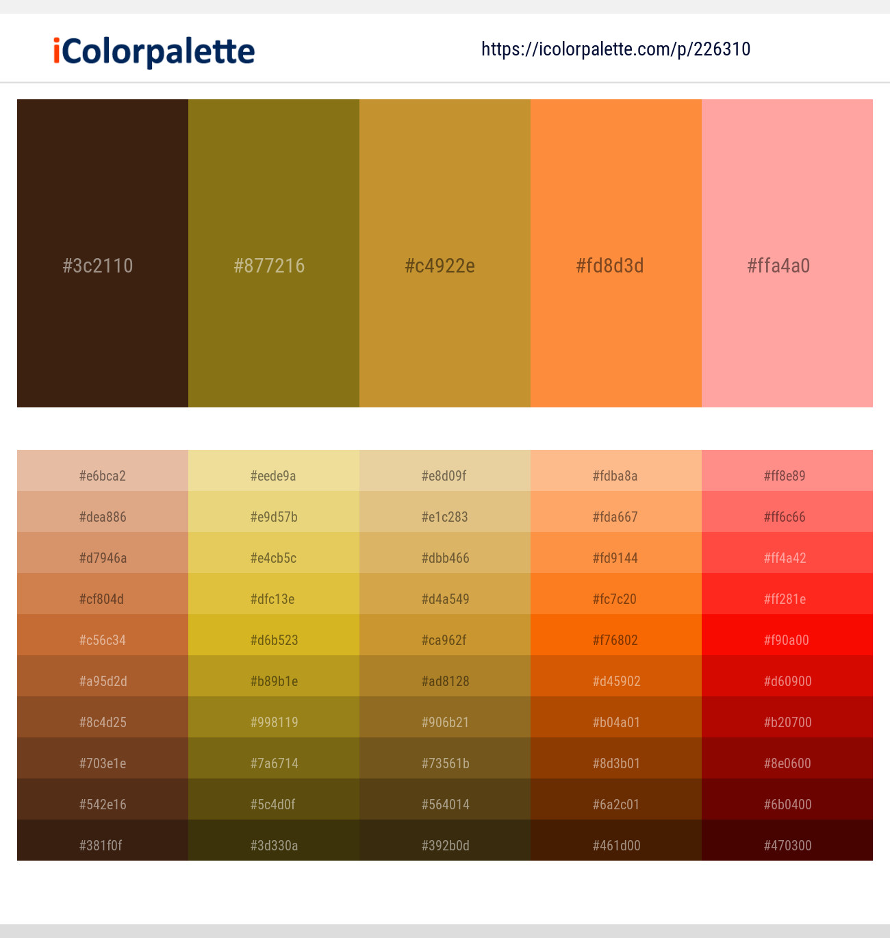 Sambuca – Hacienda – Marigold – Neon Carrot – Mona Lisa Color scheme