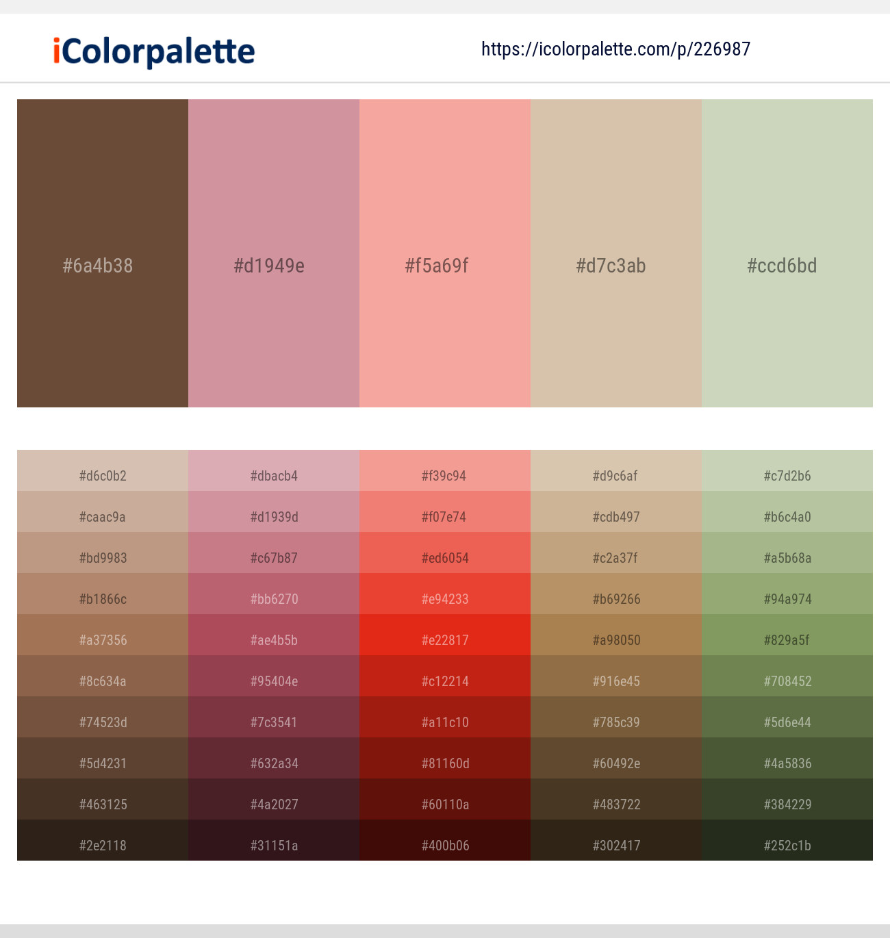 Shingle Fawn – Puce – Wewak – Akaroa – Coriander Color scheme