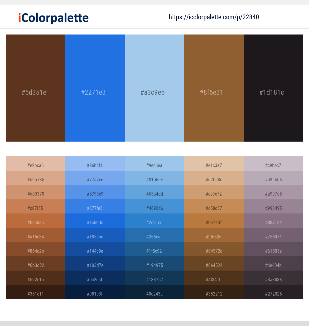 Irish Coffee – Royal Blue – Cornflower – Potters Clay – Thunder Color scheme