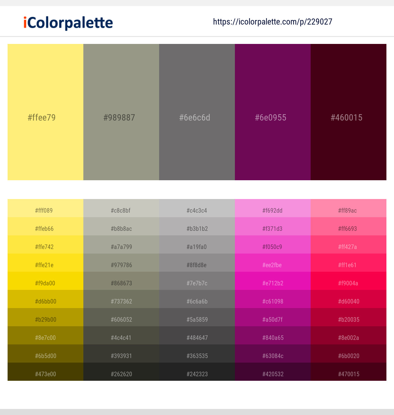 Kournikova – Lemon Grass – Scorpion – Rose Bud Cherry – Temptress Color scheme