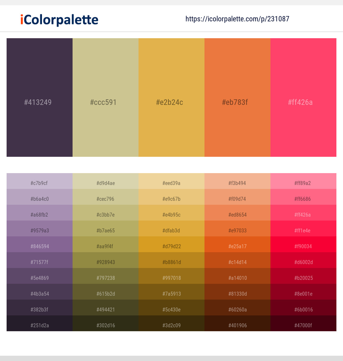 Blackcurrant – Yuma – Anzac – Jaffa – Radical Red Color scheme