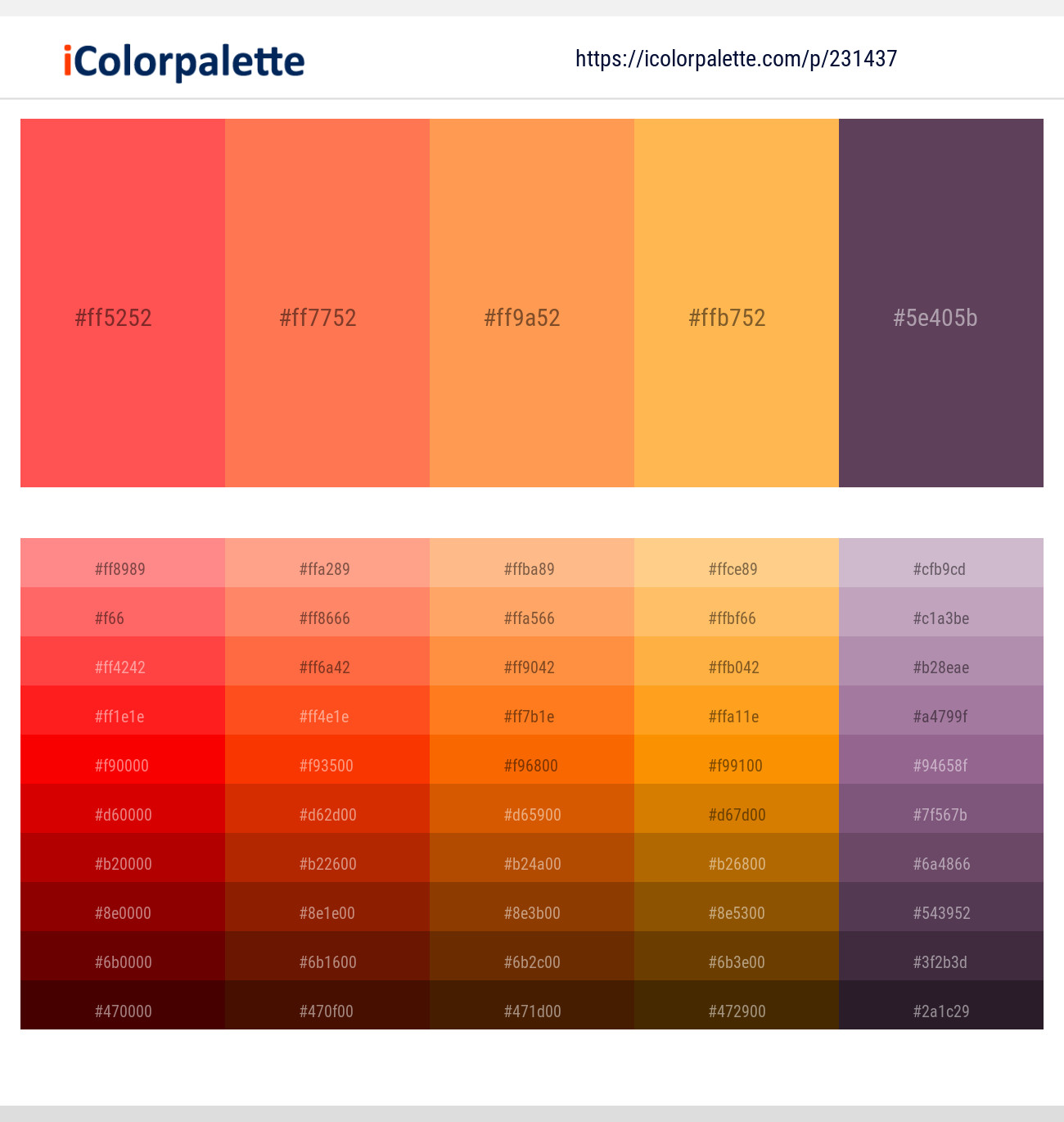 Sunset Orange – Coral – Tan Hide – Texas Rose – Eggplant Color scheme