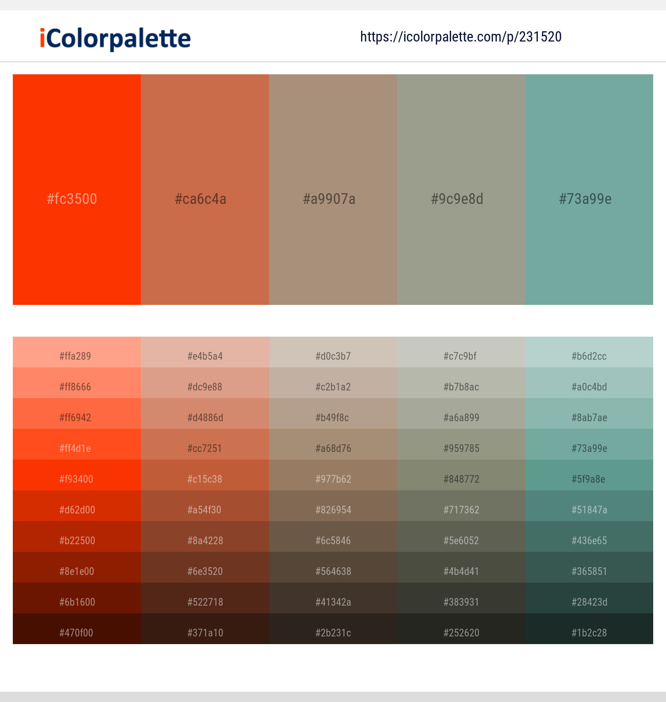 Scarlet – Raw Sienna – Sandrift – Lemon Grass – Acapulco Color scheme