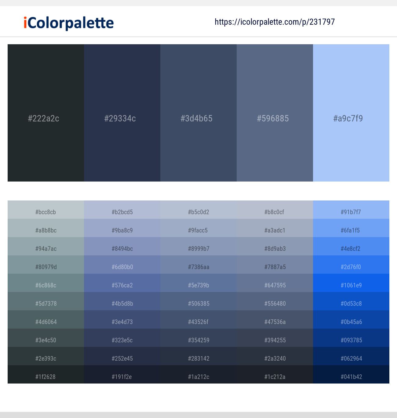 Outer Space – Pickled Bluewood – Fiord – Blue Bayoux – Sail Color scheme