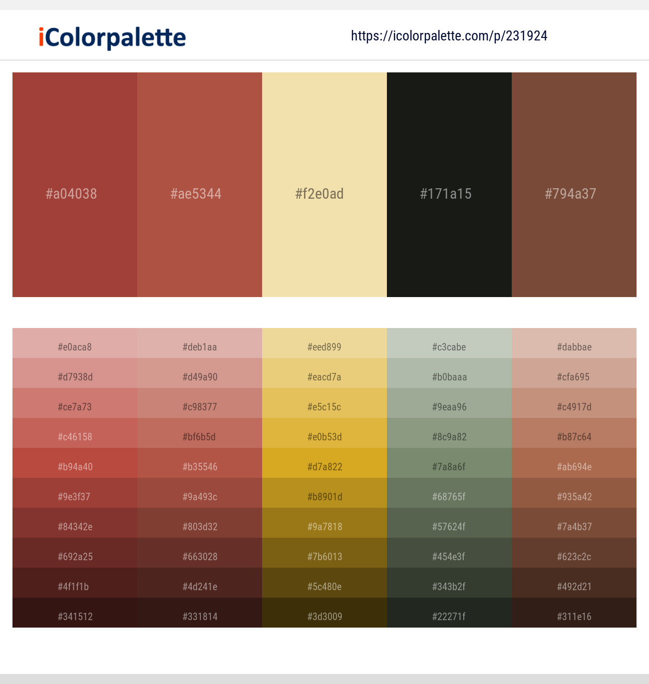 Stiletto – Apple Blossom – Wheat – Log Cabin – Ironstone Color scheme