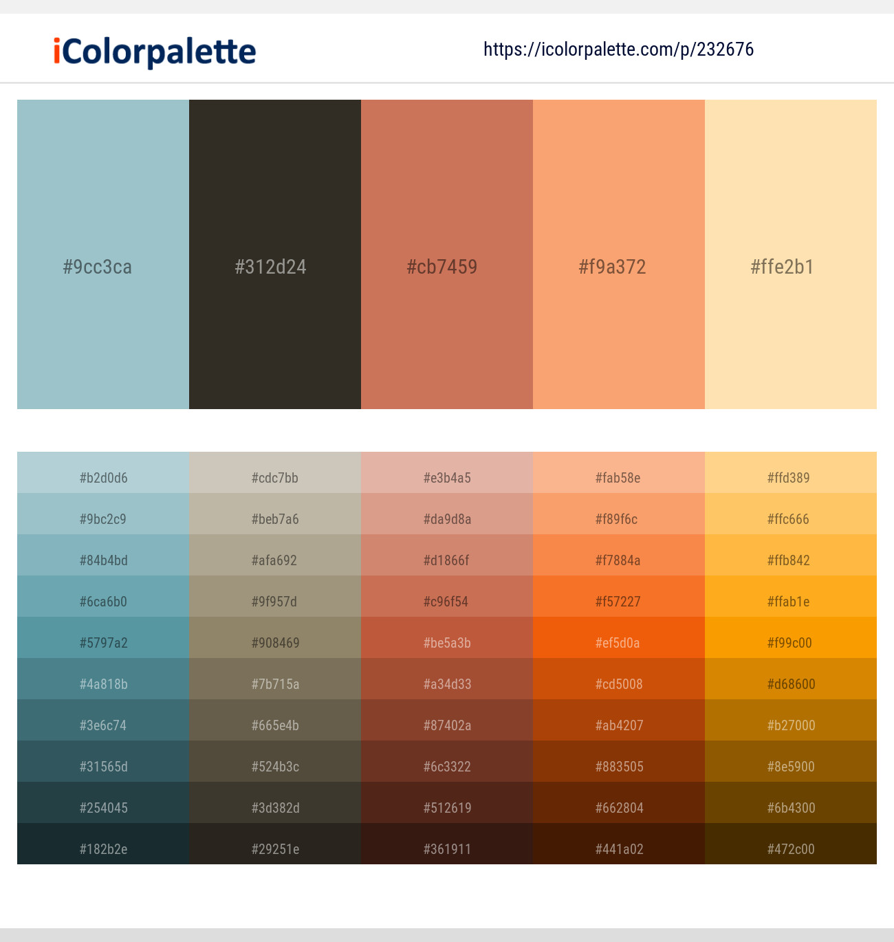 Rock Blue – Birch – Chestnut Rose – Rajah – Peach Color scheme