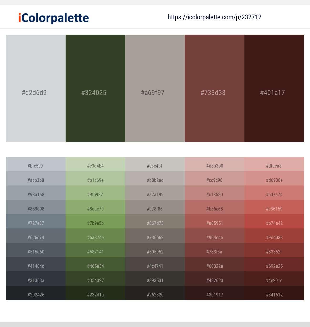 Iron – Green Kelp – Dawn – Lotus – Cedar Color scheme