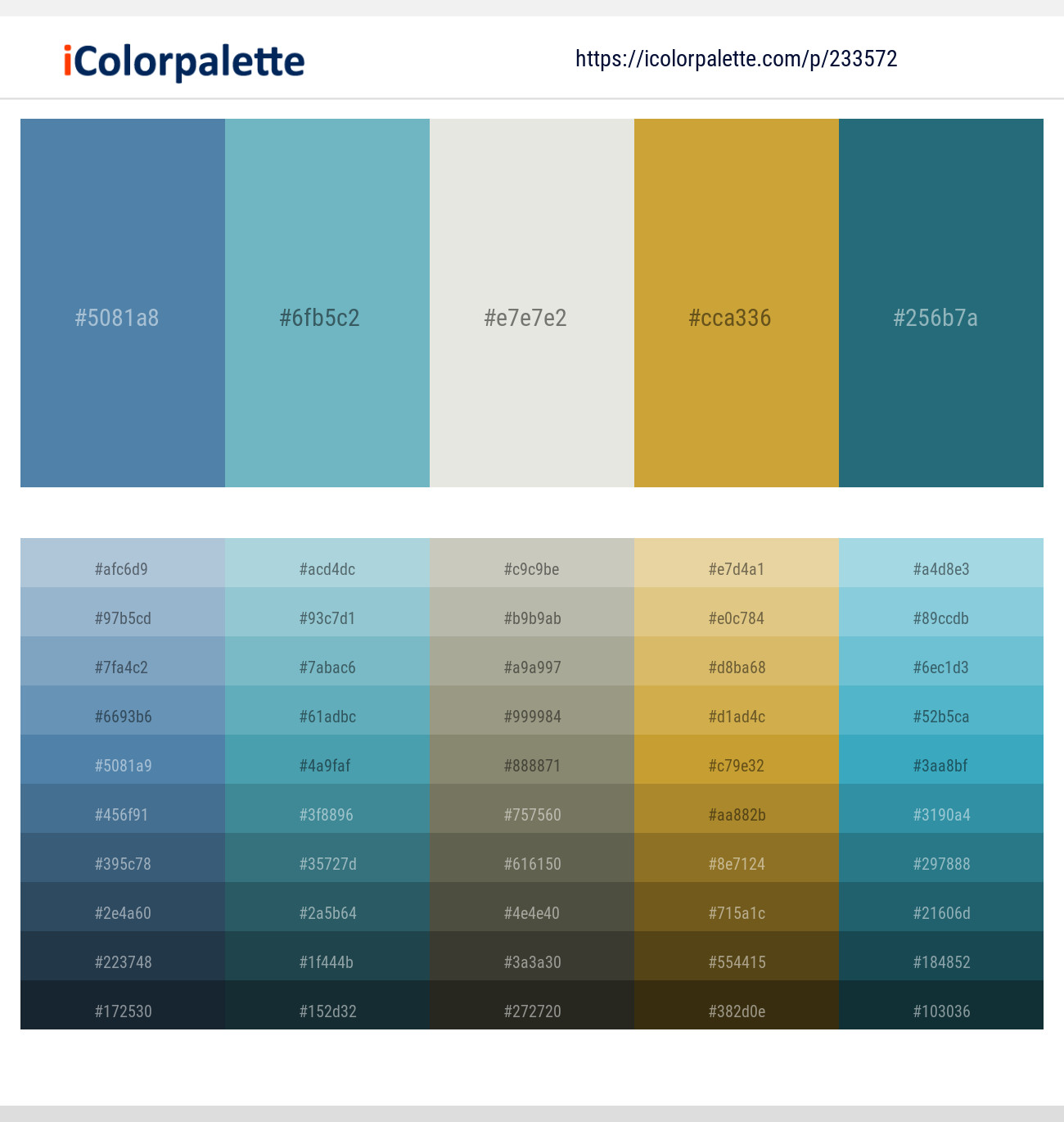 Wedgewood – Glacier – Cararra – Old Gold – Calypso Color scheme
