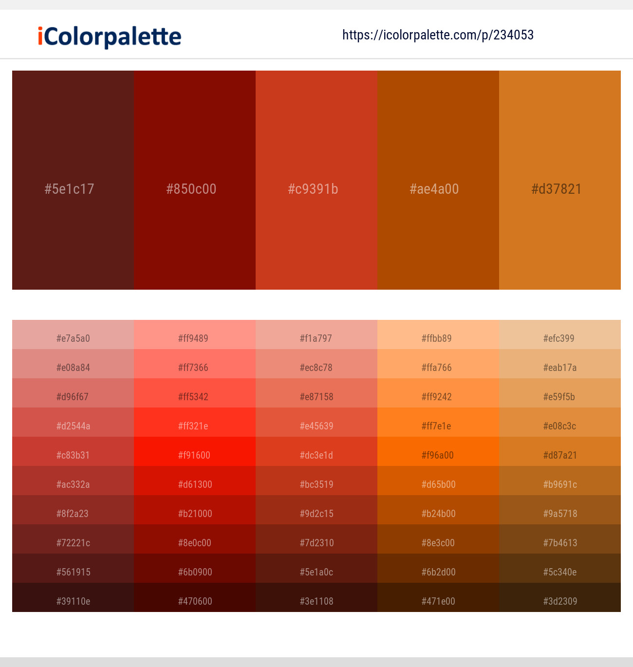 Espresso – Maroon – Thunderbird – Fire – Ochre Color scheme
