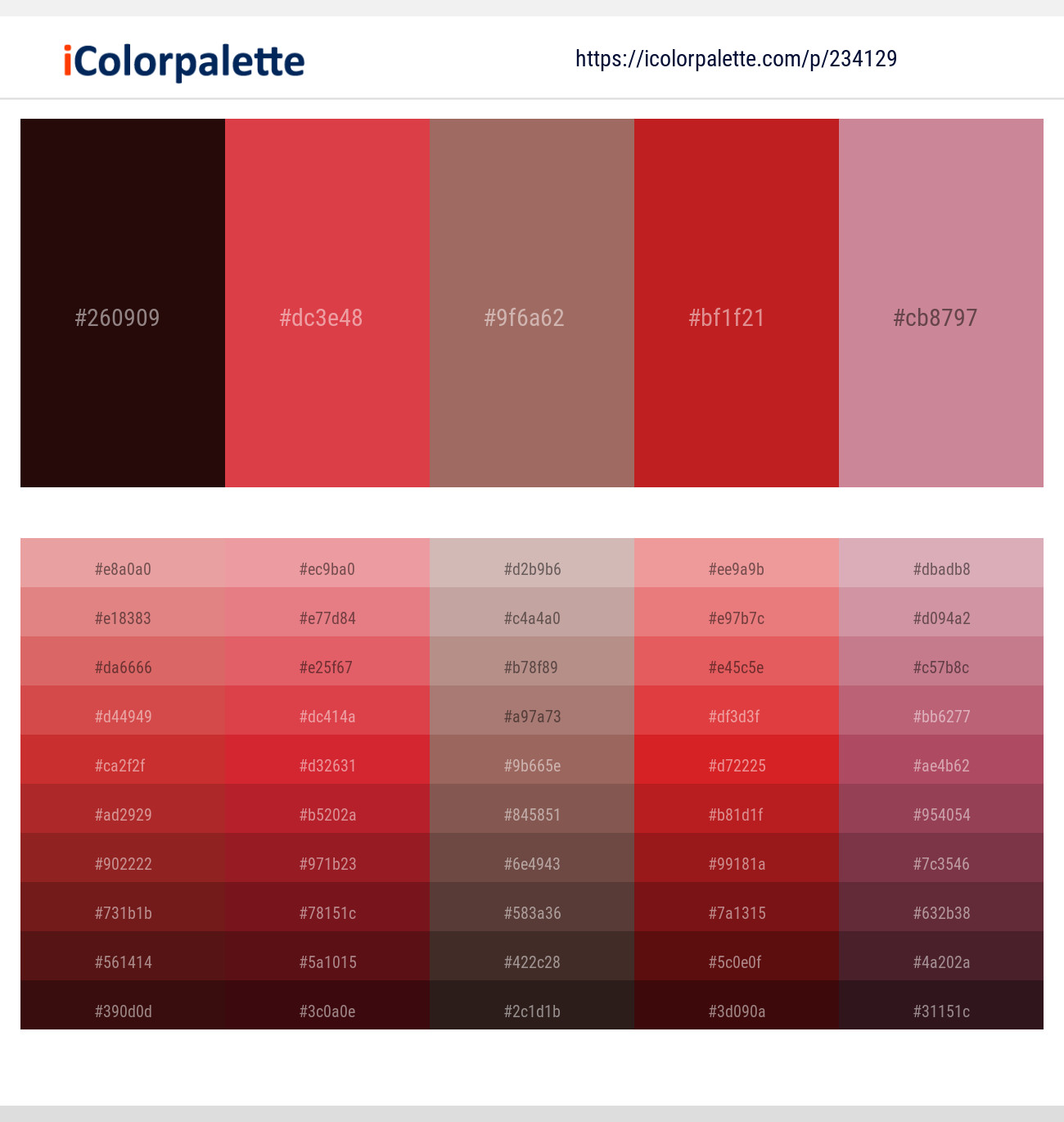 Graphite – Valencia – Toast – Thunderbird – Puce Color scheme