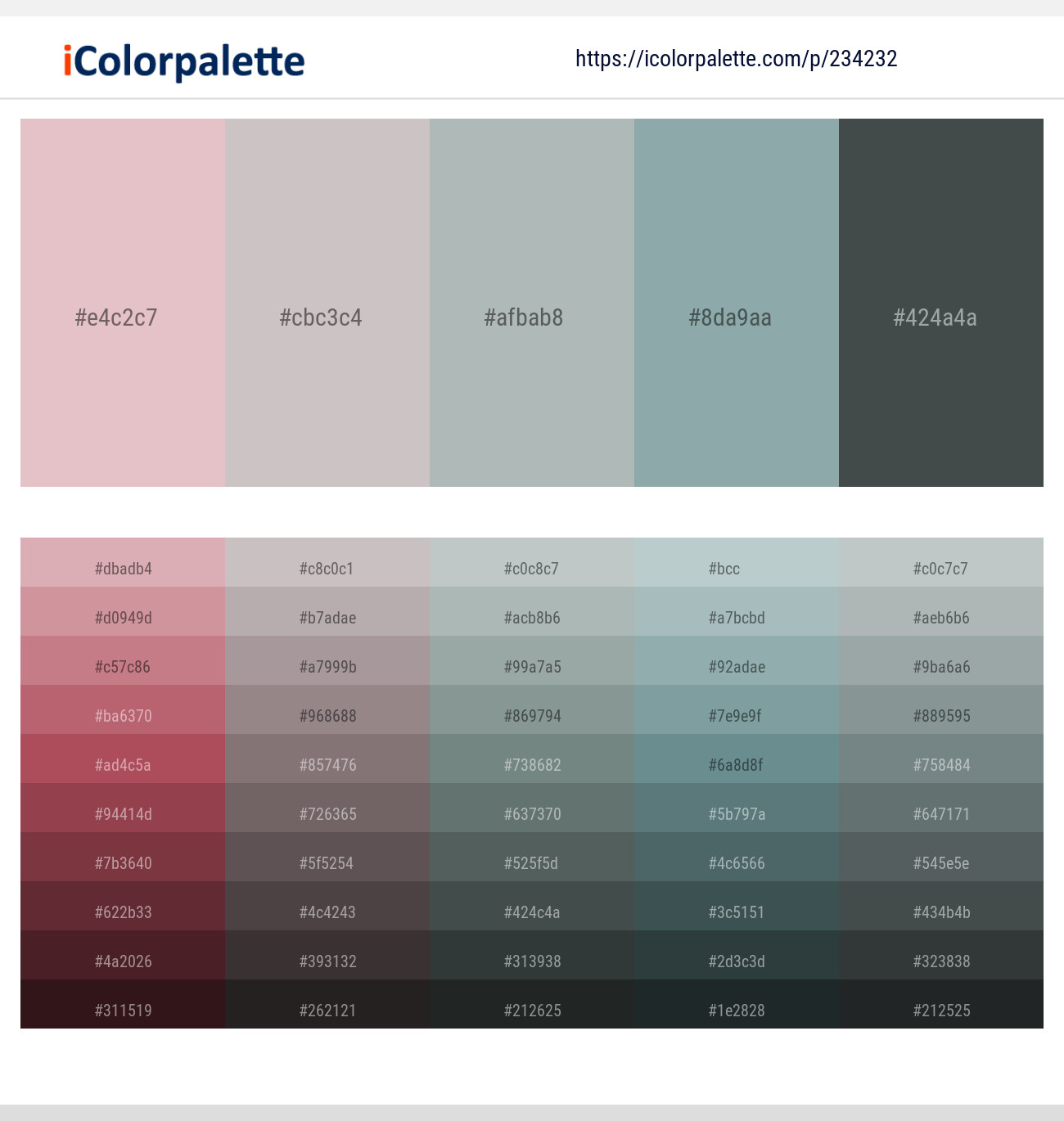 Pink Flare – Pale Slate – Edward – Cascade – Cape Cod Color scheme