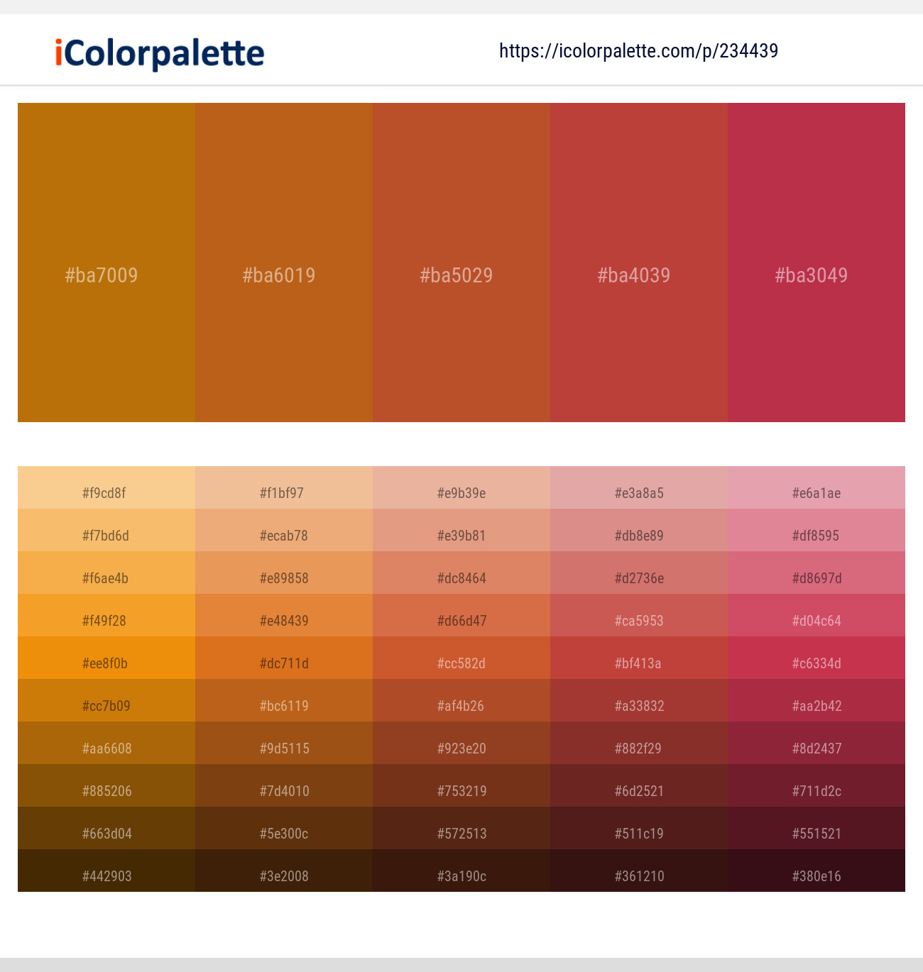 Mai Tai – Orange Roughy – Tuscany – Mojo – Brick Red Color scheme