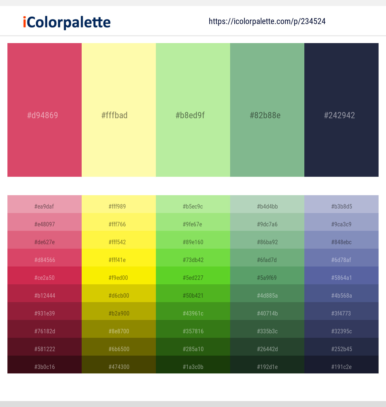 Cabaret – Portafino – Madang – Bay Leaf – Ebony Clay Color scheme