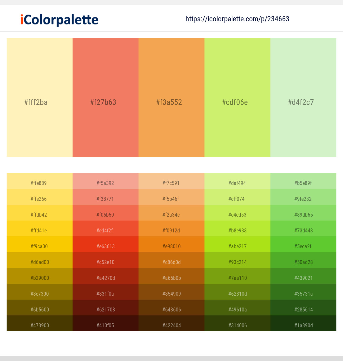 Buttermilk – Burnt Sienna – Sandy brown – Sulu – Tea Green Color scheme