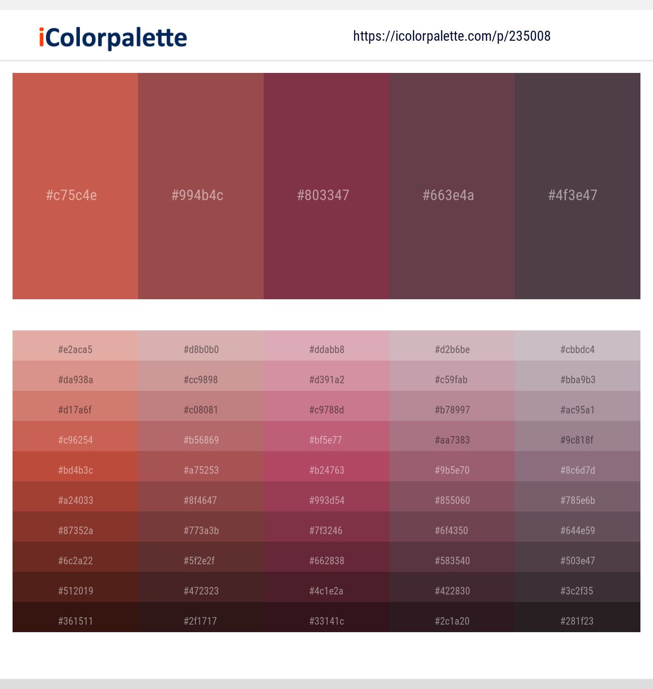 Fuzzy Wuzzy Brown – Copper Rust – Solid Pink – Eggplant – Matterhorn Color scheme