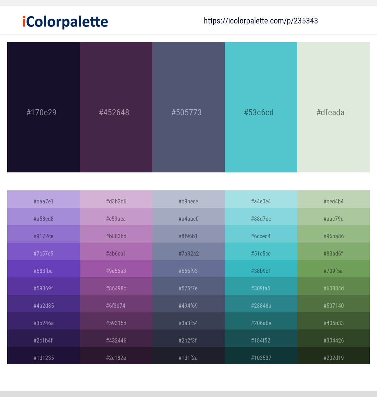 Haiti – Bossanova – Comet – Shakespeare – Willow Brook Color scheme