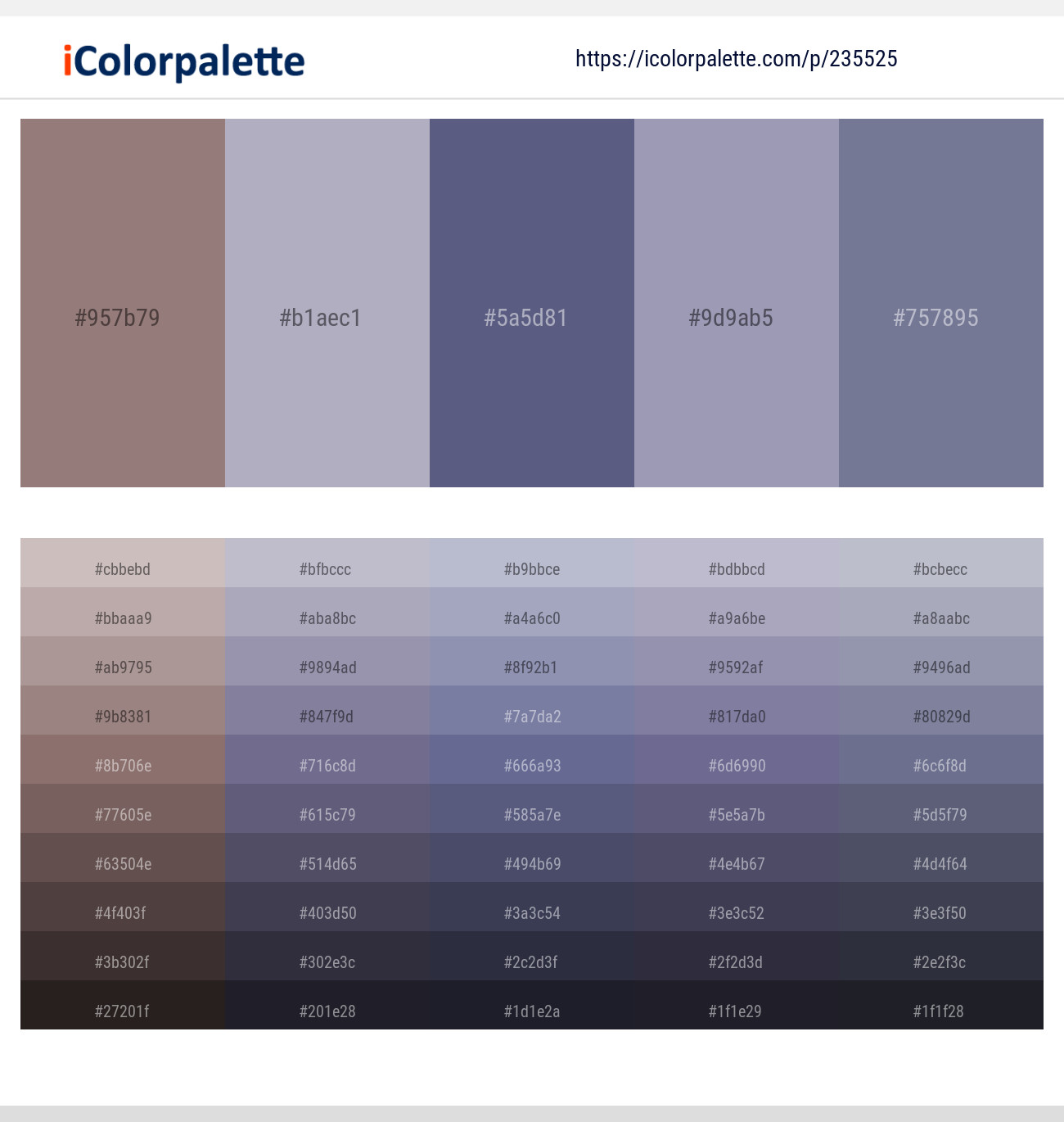 Hemp – Chatelle – Comet – Amethyst Smoke – Waterloo  Color scheme