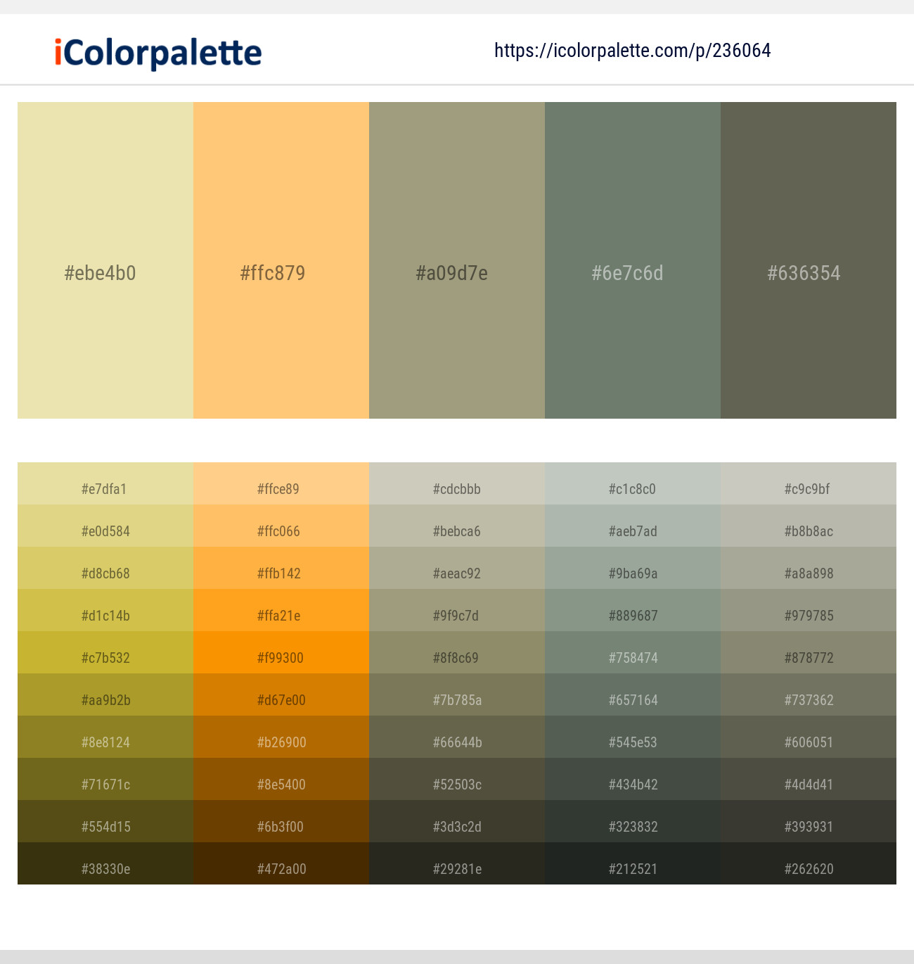 Chamois – Macaroni and Cheese – Gurkha – Xanadu – Siam Color scheme