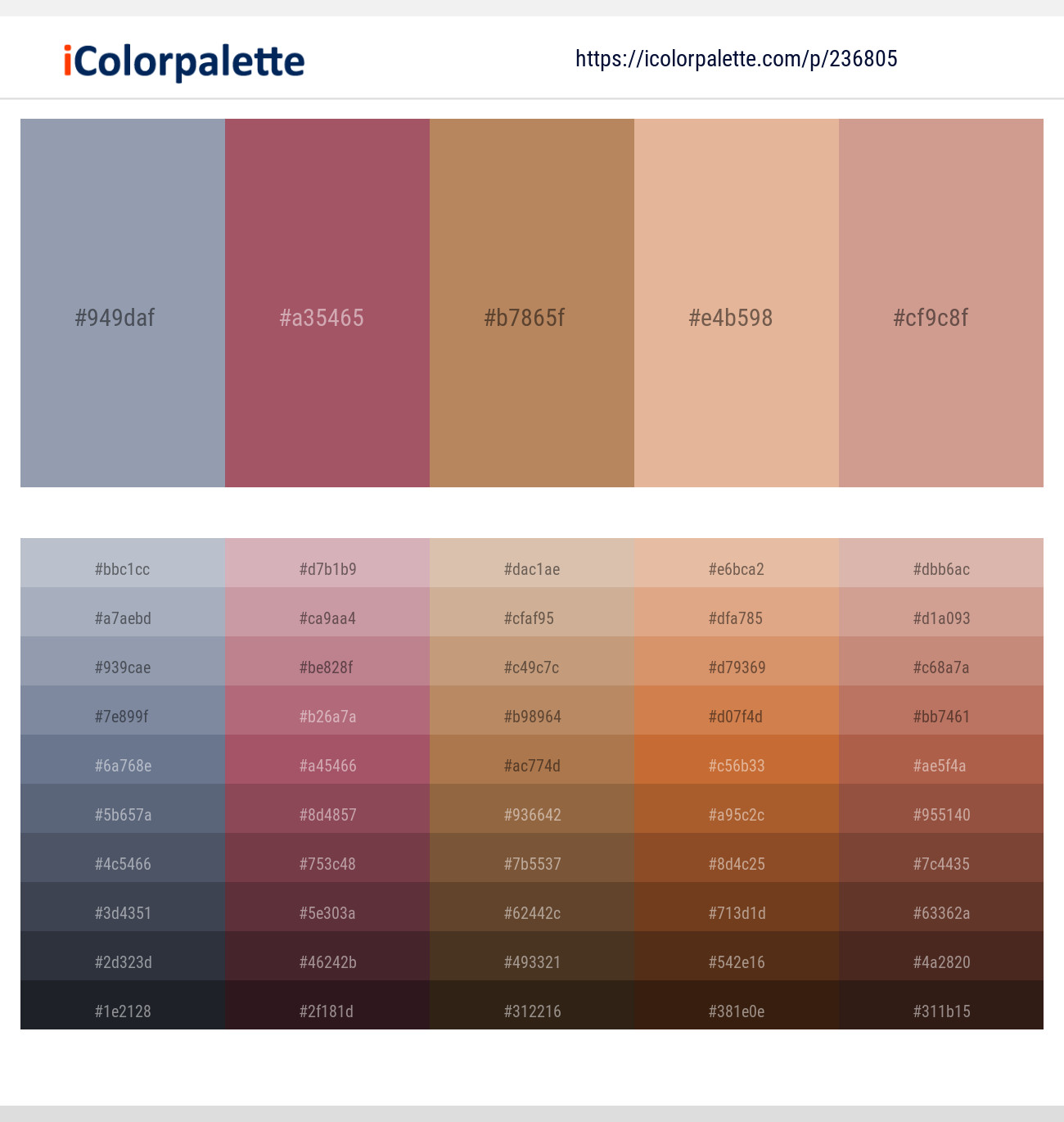 Santas Gray – Cadillac – Muddy Waters – Cashmere – Eunry Color scheme