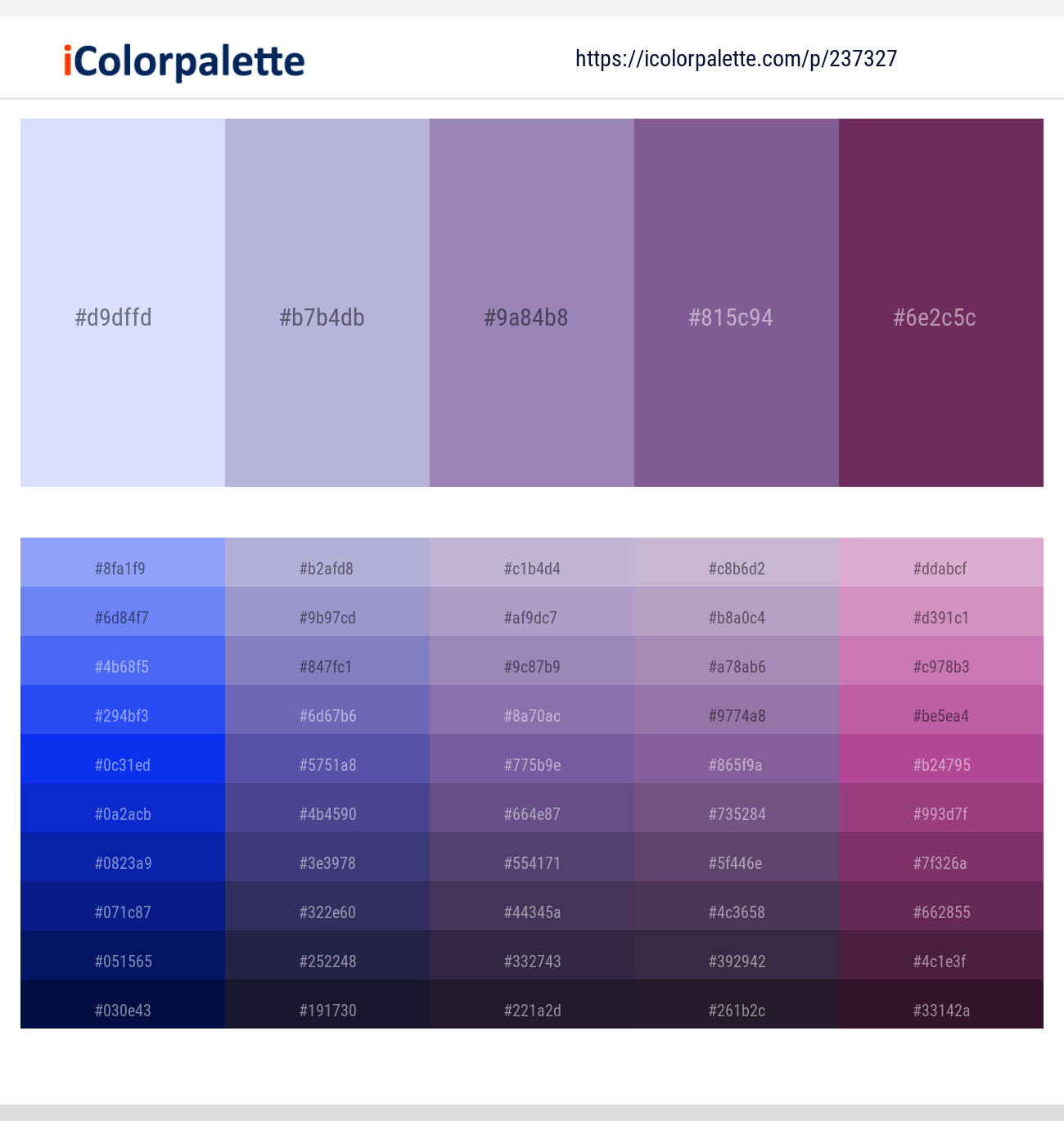 Hawkes Blue – Pigeon Post – Lavender Purple – Trendy Pink – Finn Color scheme