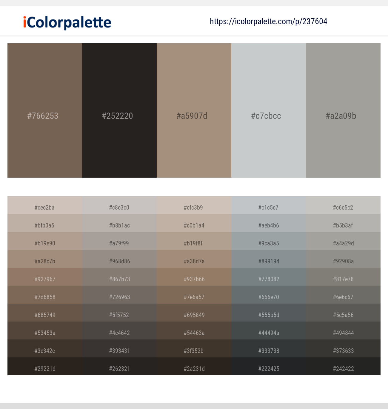Coffee – Dune – Donkey Brown – Silver Sand – Dawn Color scheme
