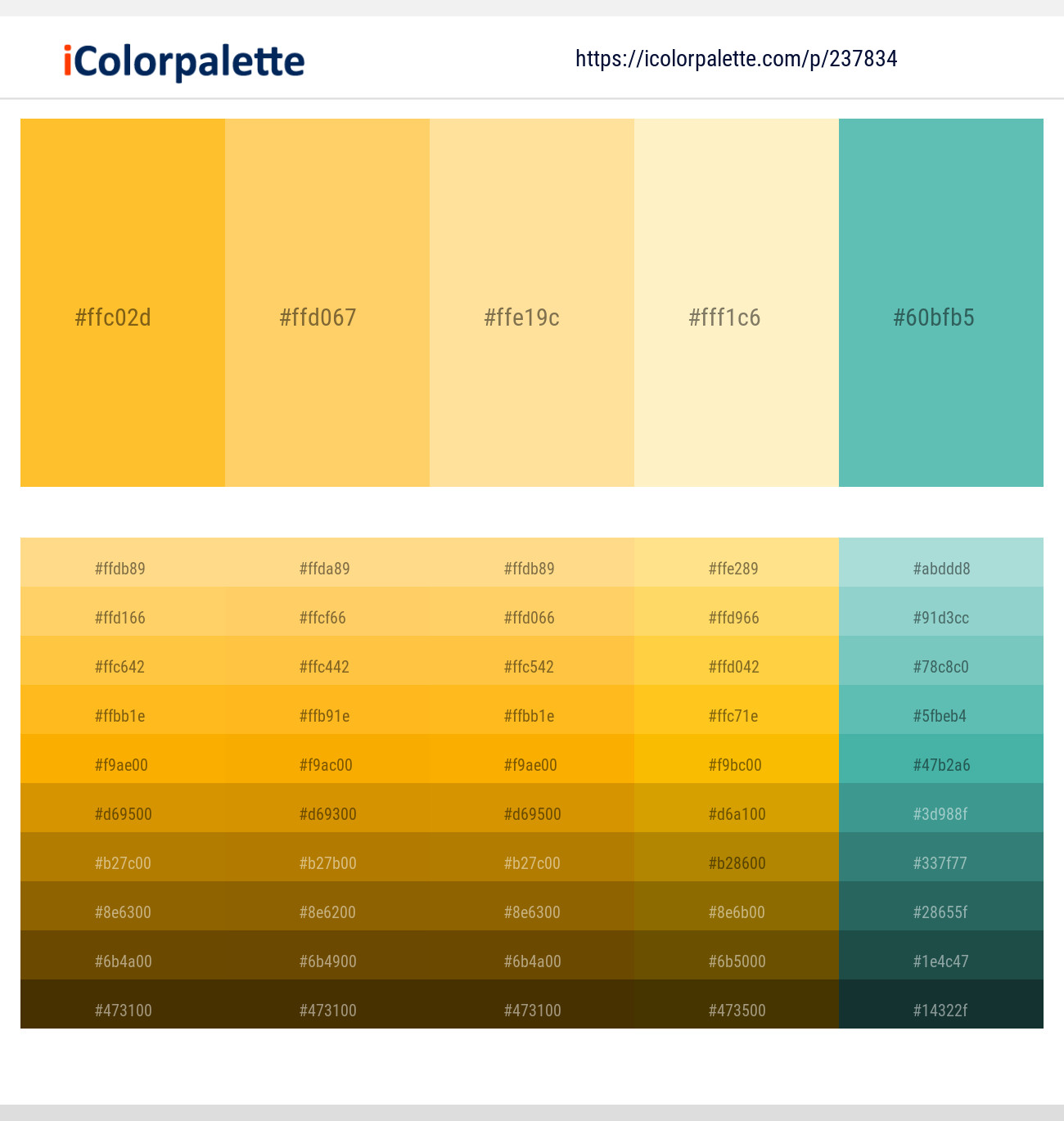 Sunglow – Golden Tainoi – Cream Brulee – Egg White – Fountain Blue Color scheme