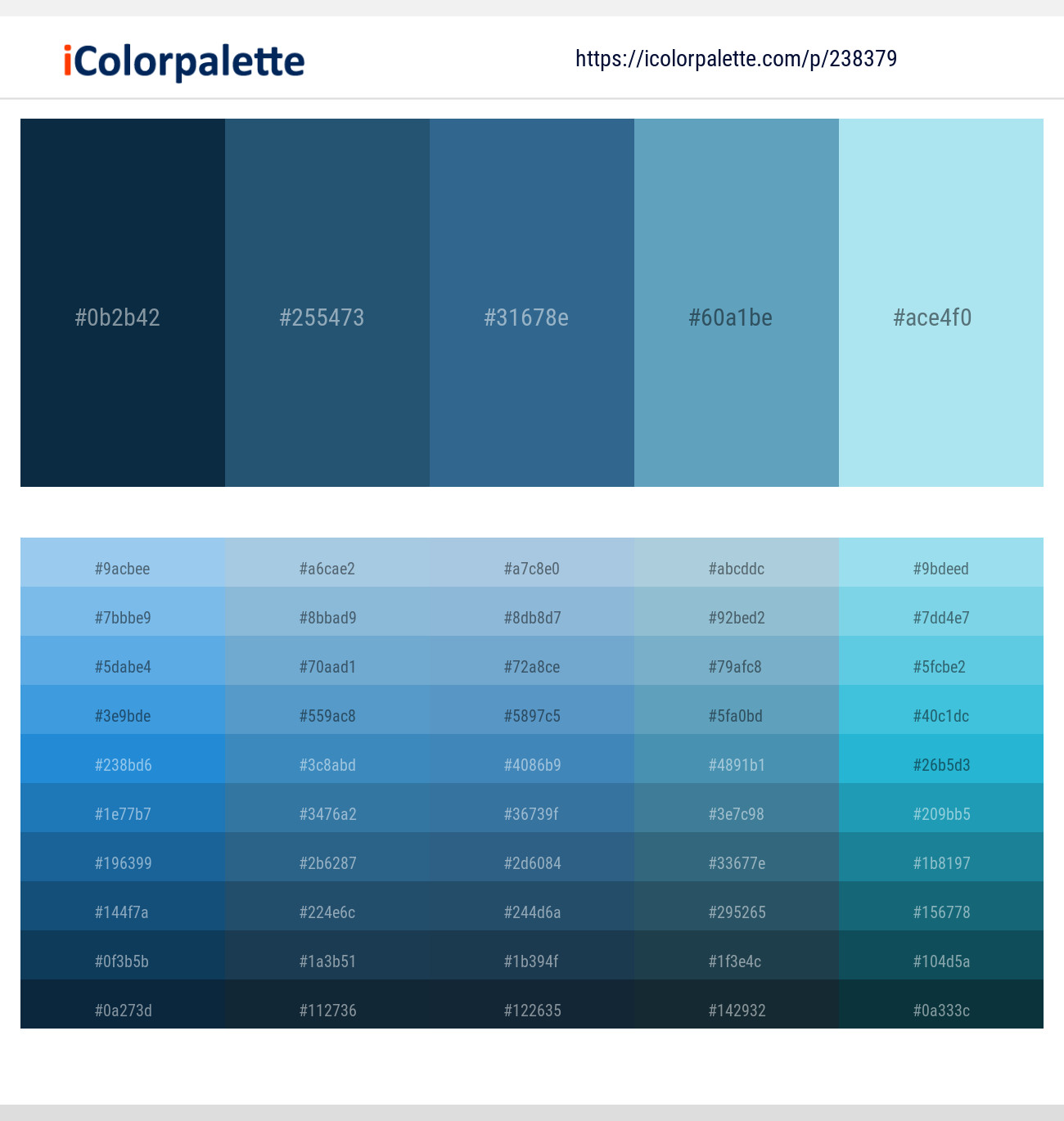 Tiber – Astronaut – Calypso – Fountain Blue – Blizzard Blue Color scheme