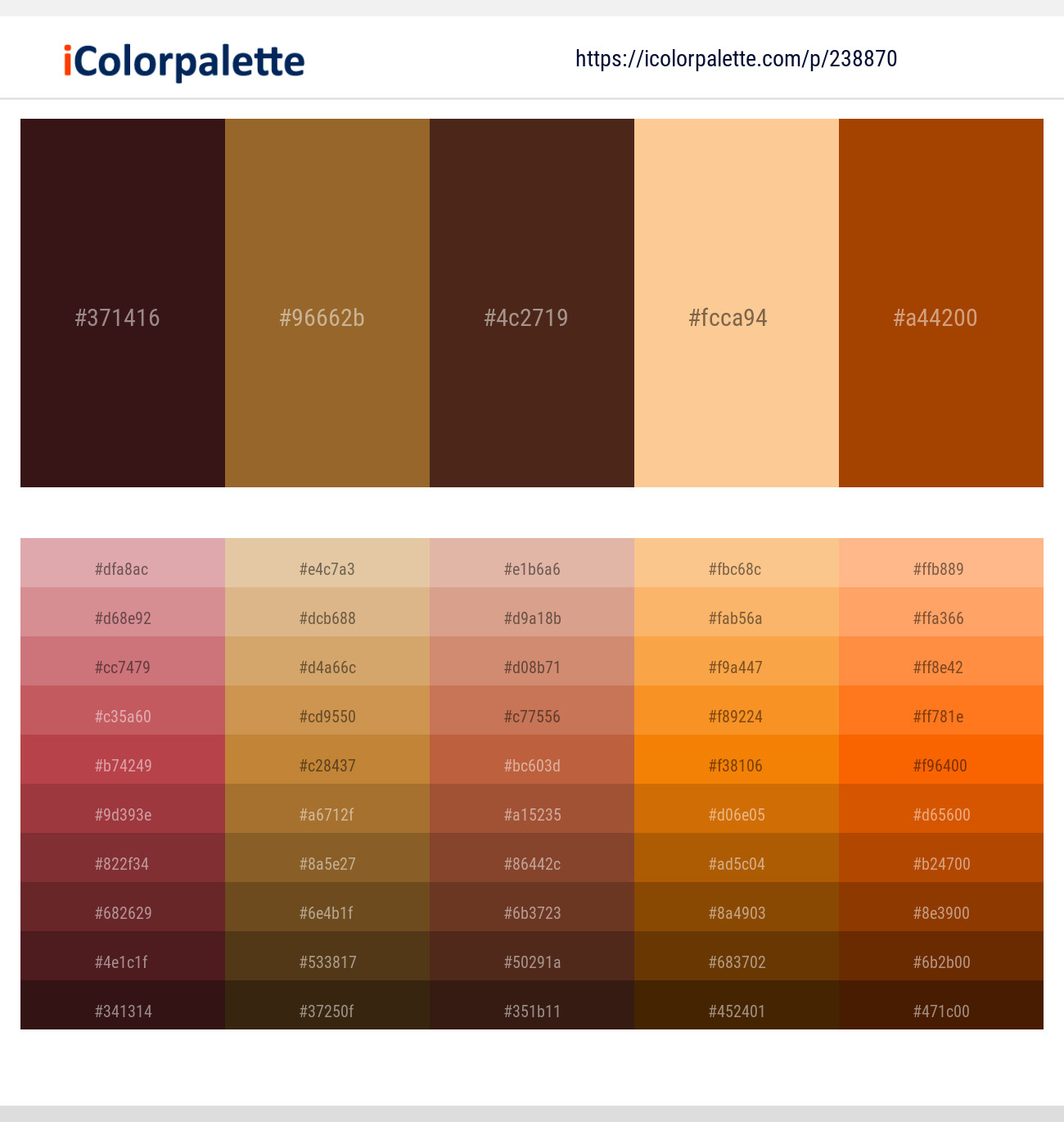 Tamarind – Kumera – Brown Derby – Cherokee – Fire Color scheme