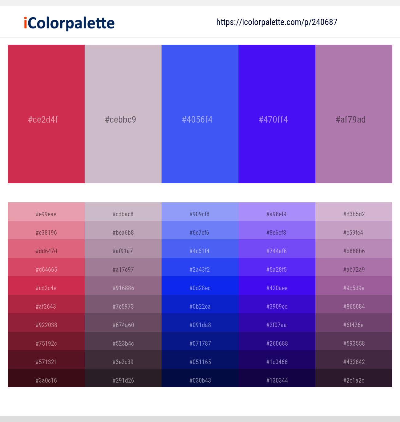 Brick Red – Maverick – Royal Blue – Electric Violet – Bouquet Color scheme
