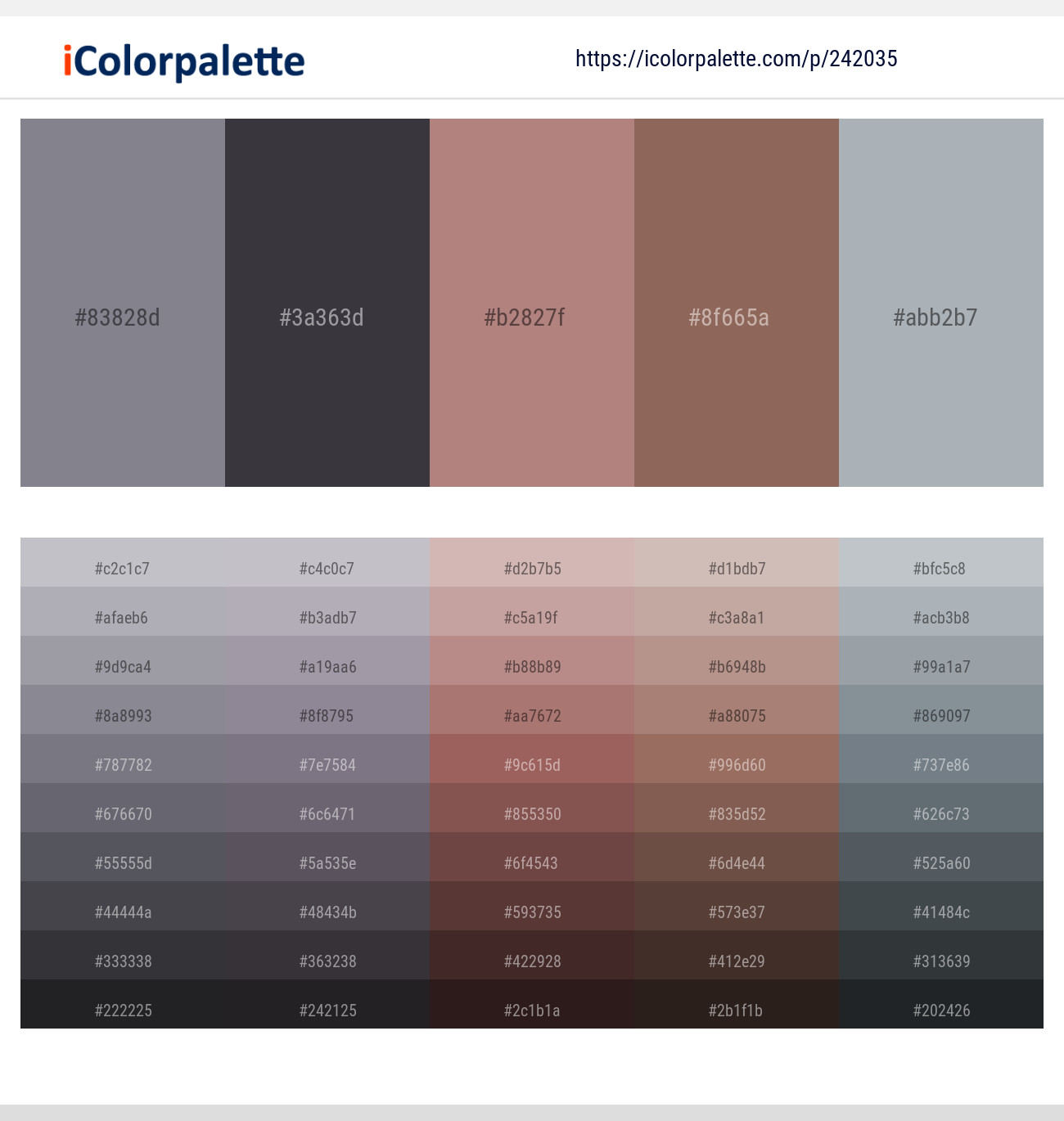 Jumbo – Ship Gray – Brandy Rose – Beaver – Gray Chateau Color scheme ...