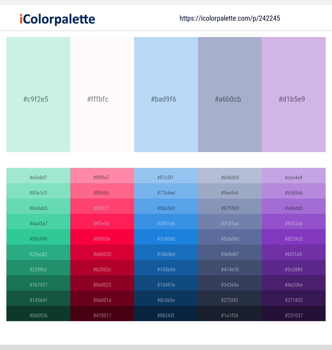 Granny Apple – Lavender blush – Tropical Blue – Logan – French Lilac Color scheme