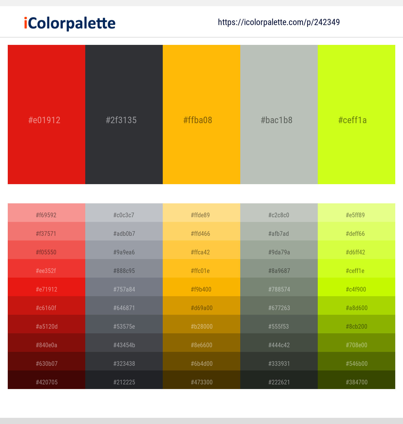 Crimson – Shark – Selective Yellow – Green Spring – Electric Lime Color scheme