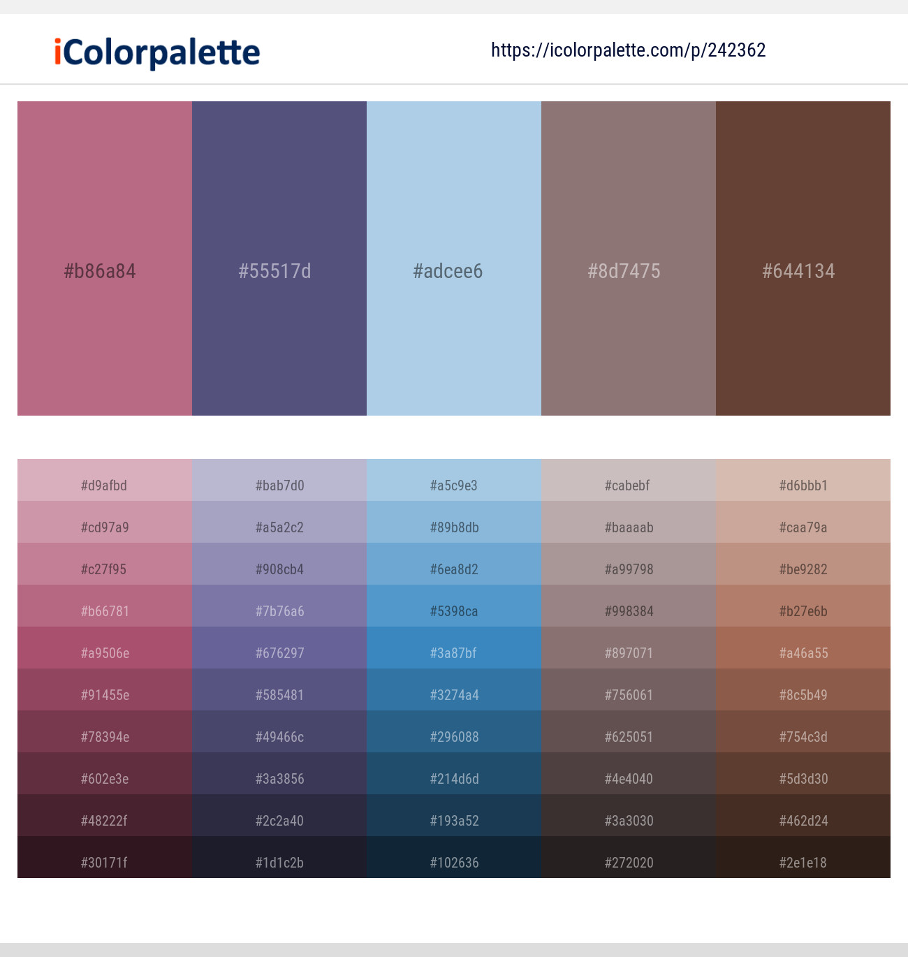 Turkish Rose – Comet – Regent St Blue – Opium – Quincy Color scheme