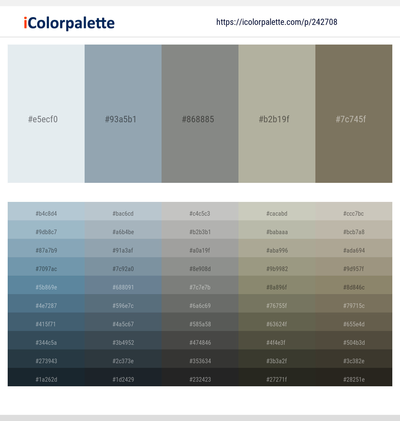 Mystic – Gull Gray – Stack – Eagle – Pablo Color scheme