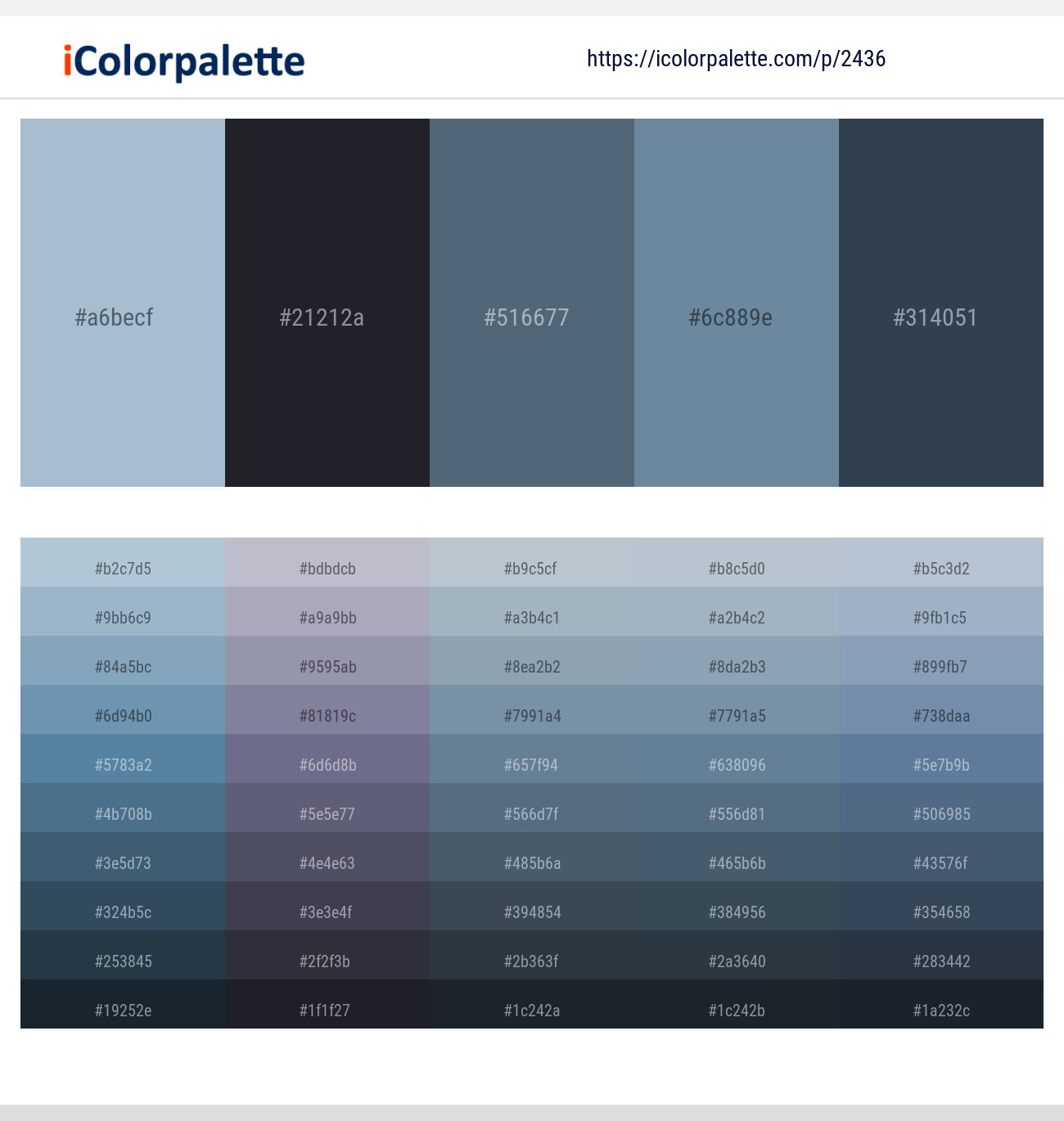 Casper – Shark – Blue Bayoux – Bermuda Gray – Pickled Bluewood Color scheme